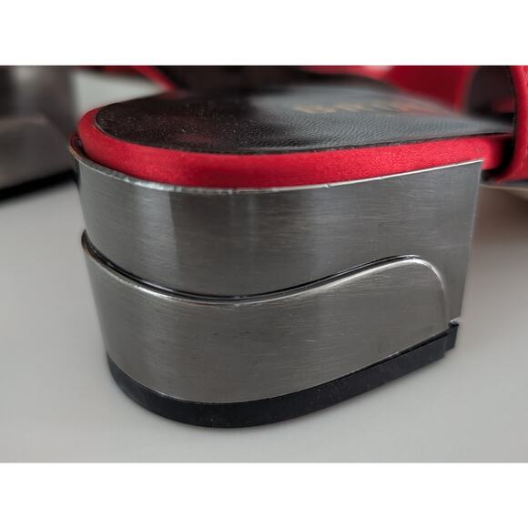 Brunate Red Satin Sandals IT 40 US 10 – New Italian Designer Heels Dress Shoes - Picture 6 of 10